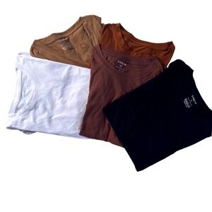 SHEIN Womens Basic Crew Neck T Shirts Pack of 5 Solid Colors Size M